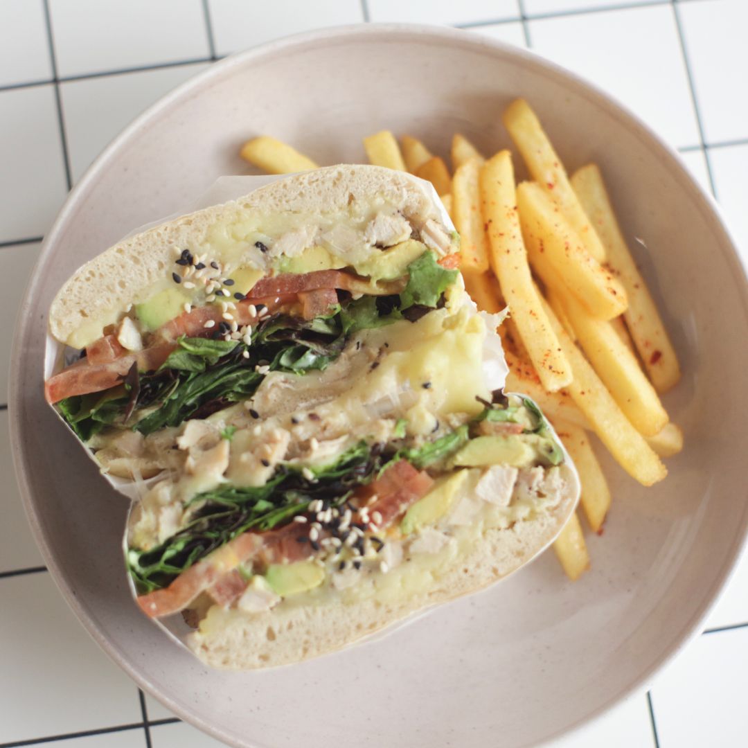 [G] Grilled Chicken & Avocado On Whole Wheat Toast | Brawn & Brains Coffee