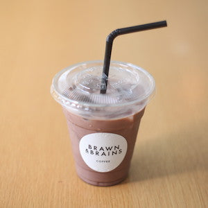 brawn & brains coffee, iced chocolate, housemade chocolate sauce