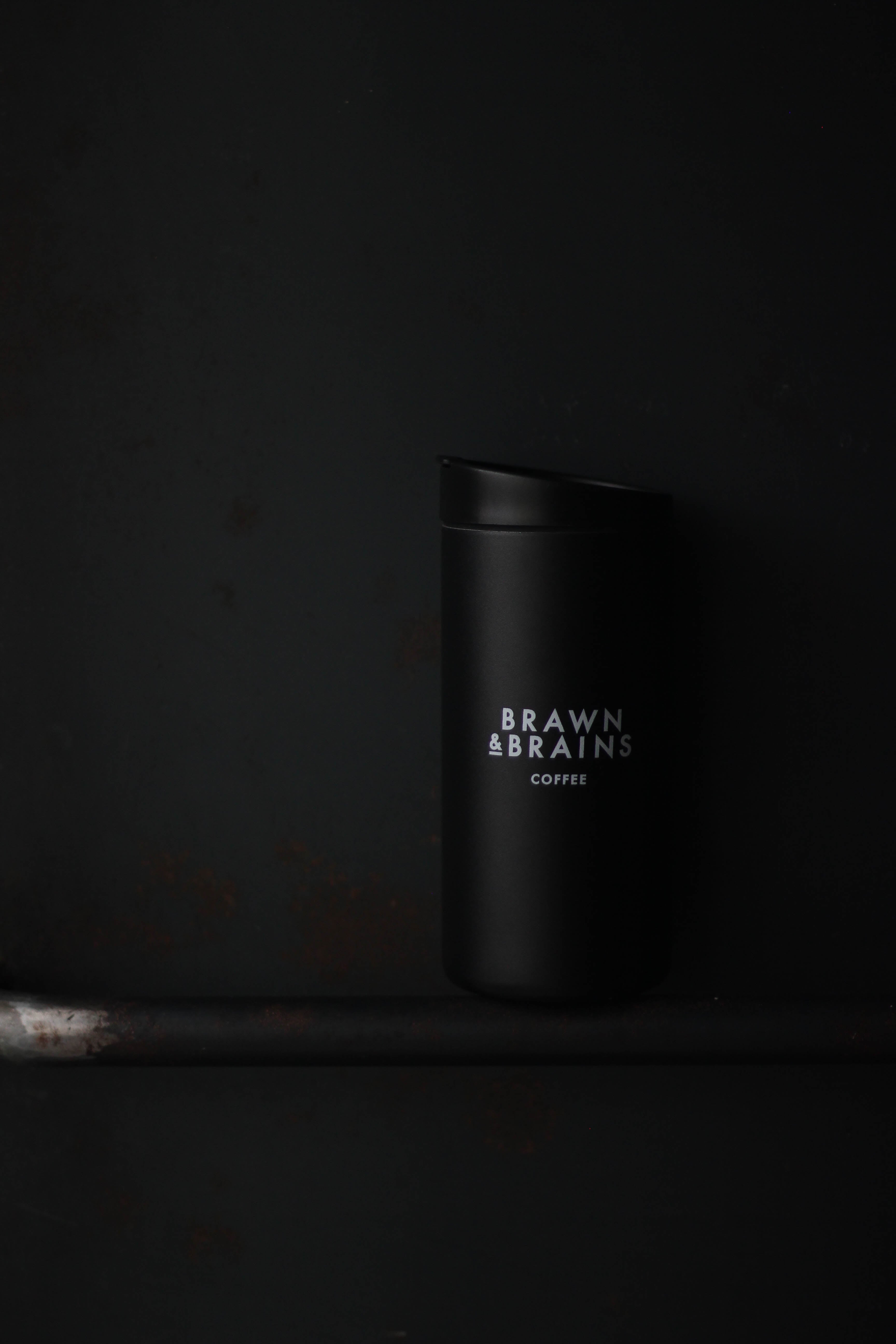 Brawn & brains coffee merchandise, miir black tumbler